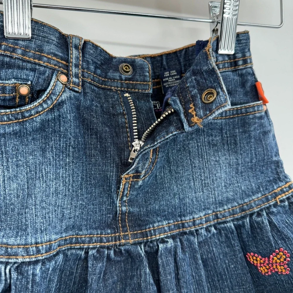 The Children's Place Dark Wash Denim Skort Butterfly Pattern Jewels Size‎ 4
